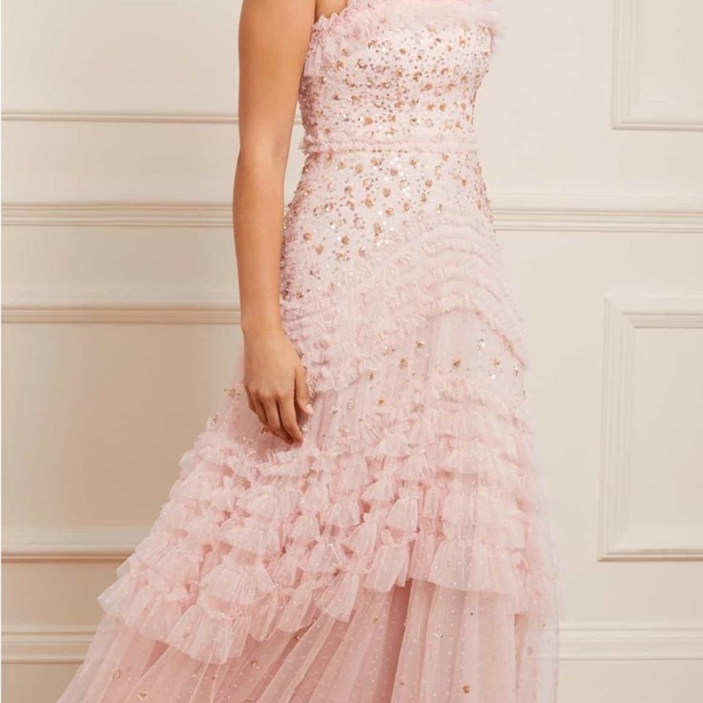 Needle & Thread Pink Strapless Dress with Elegant Silhouette